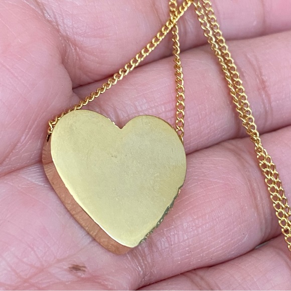 Unsigned Gold plated Slider Heart CZ Stones 18” Necklace - Picture 6 of 13